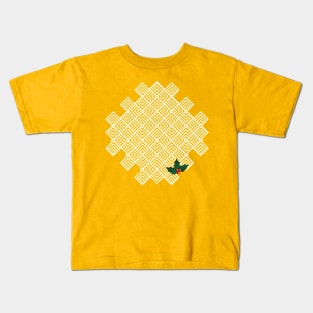 Christmas holly square pattern Kids T-Shirt